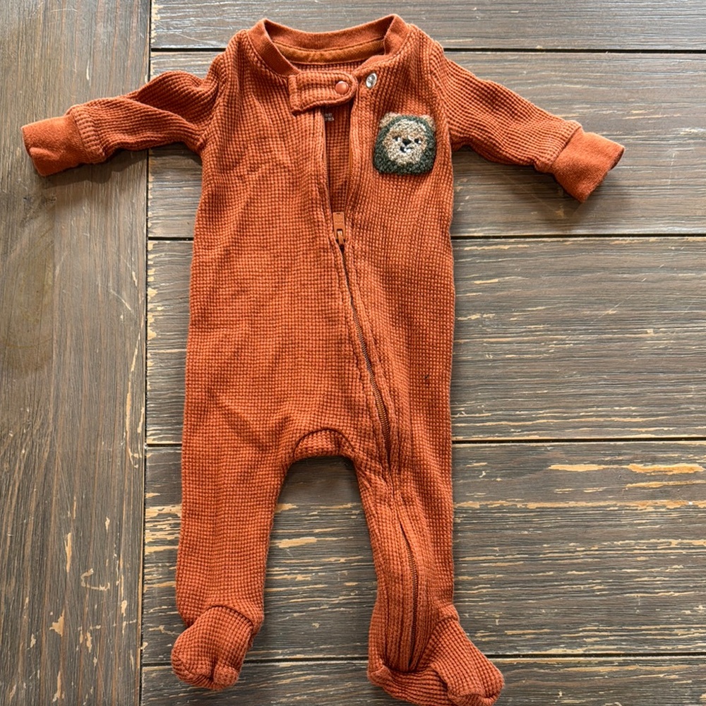 GAP Orange Footies One Piece with Full-Length Zipper